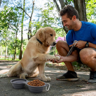 Collapsible 2-in-1 Dog Bowls – Foldable Food & Water Bowls.